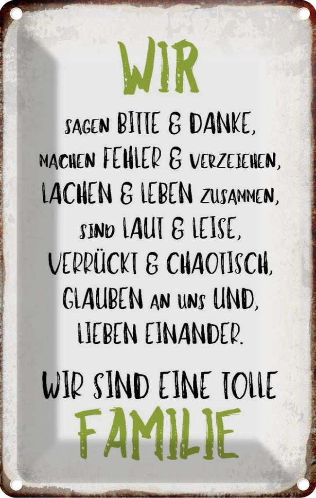 [LA-113273-1812] Blechschild 18x12 cm wir sind eine tolle Familie Dekoration Spruch Zitat