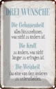 Blechschild 18x12 cm 3 Wünsche Gelassenheit Kraft Dekoration Spruch Zitat