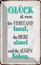 Blechschild 18x12 cm Glück ist wenn Verstand tanzt Dekoration Spruch Zitat