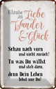 Blechschild 18x12 cm glaube an Liebe Wunder Glück Dekoration