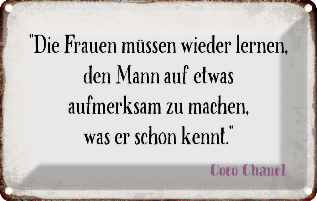 [LA-113287-1812] Blechschild 12x18 cm Frauen müssen nicht lernen Mann Spruch Zitat