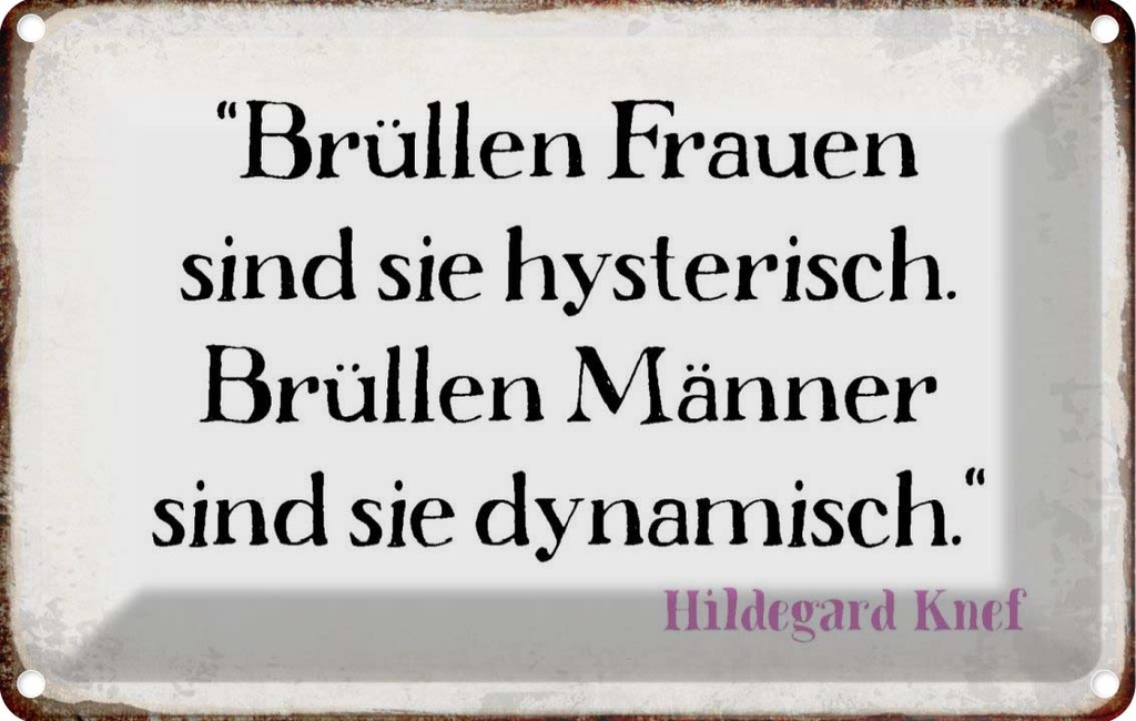[LA-113296-1812] Blechschild 12x18 cm Brüllen Frauen Männer Spruch Zitat