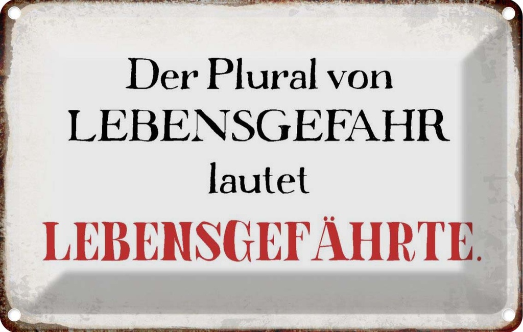 [LA-113309-1812] Blechschild 12x18 cm plural von Lebensgefahr lautet Dekoration Spruch Zitat