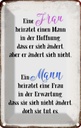 Blechschild 18x12 cm eine Frau heiratet einen Mann Familie Freunde