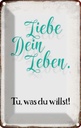 Blechschild 18x12 cm liebe dein Leben tue was willst Spruch Zitat