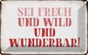 Blechschild 12x18 cm sei frech und wild wunderbar Spruch Zitat
