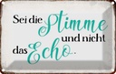 Blechschild 12x18 cm sei die Stimme nicht das Echo Dekoration Spruch Zitat