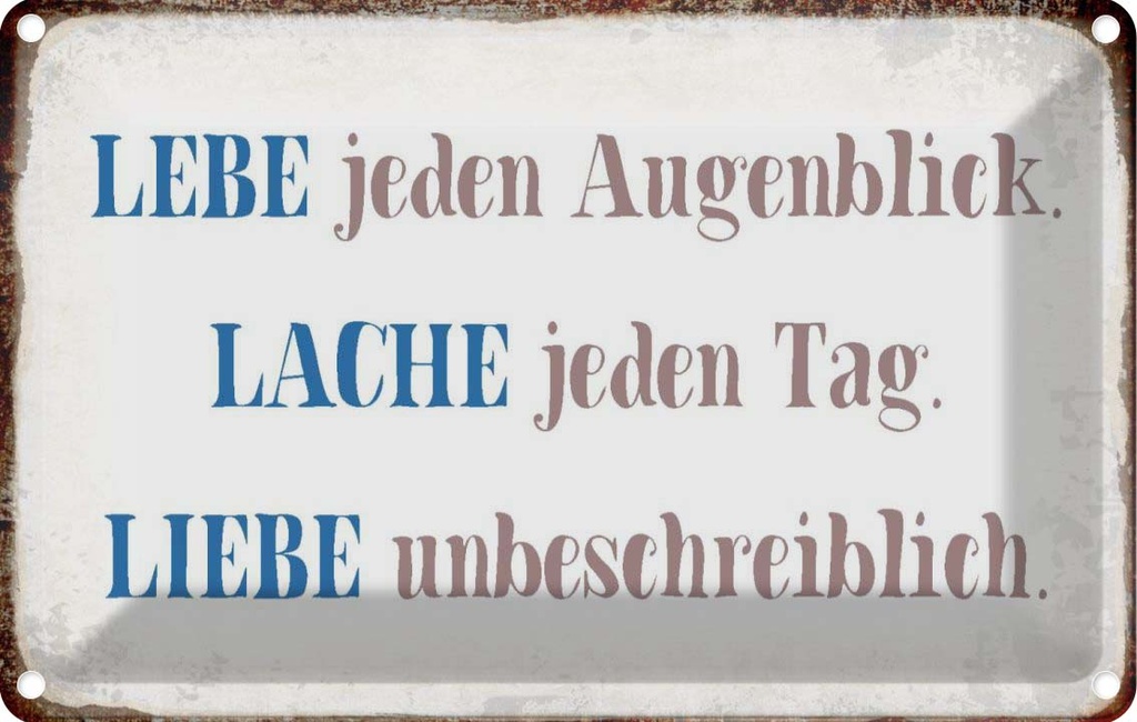 [LA-113393-1812] Blechschild 12x18 cm liebe lache jeden Tag Geschenk Familie Freunde