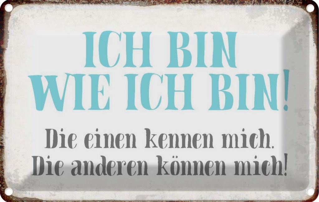 [LA-113394-1812] Blechschild 12x18 cm ich bin so wie Spruch Zitat