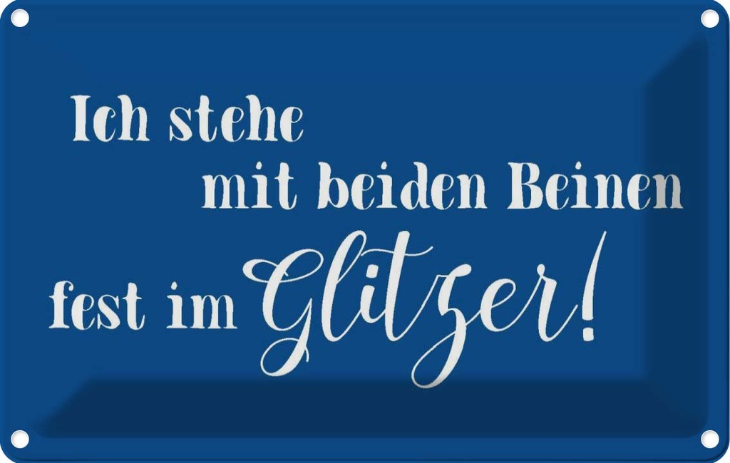 [LA-113414-1812] Blechschild 12x18 cm ich stehe mit fest im Glitzer Dekoration Spruch Zitat