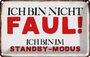 Blechschild 12x18 cm bin nicht faul im standby Modus Spruch Zitat