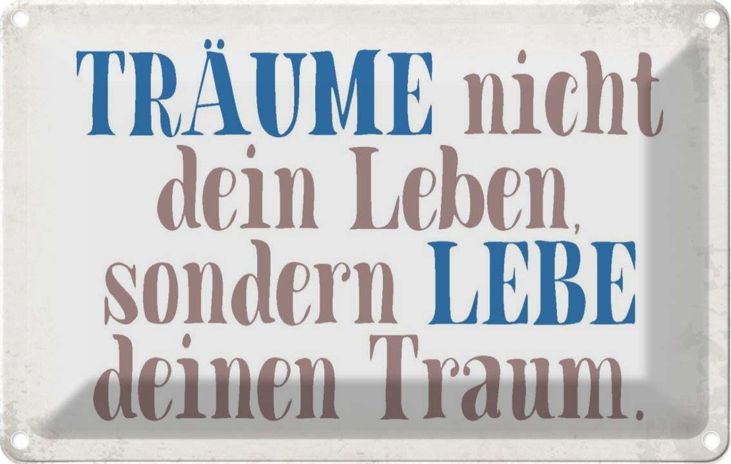 [LA-113443-1812] Blechschild 12x18 cm träume nicht dein Leben lebe Dekoration Spruch Zitat