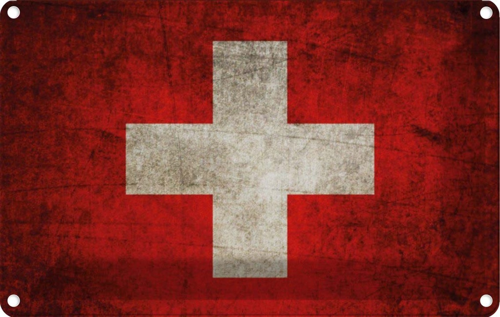 [LA-113527-1812] Blechschild 12x18 cm Schweiz Fahne Flagge Wappen