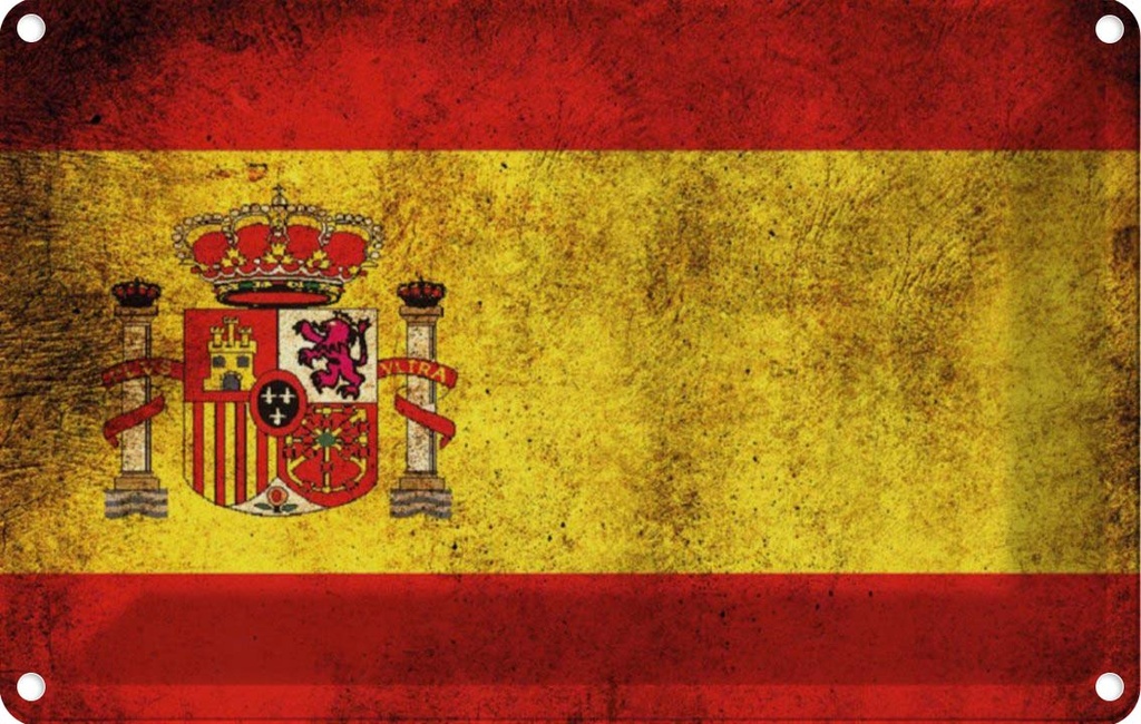 [LA-113528-1812] Blechschild 12x18 cm Spanien Fahne Flagge Wappen