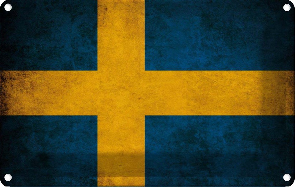 [LA-113531-1812] Blechschild 12x18 cm Schweden Fahne Flagge Wappen