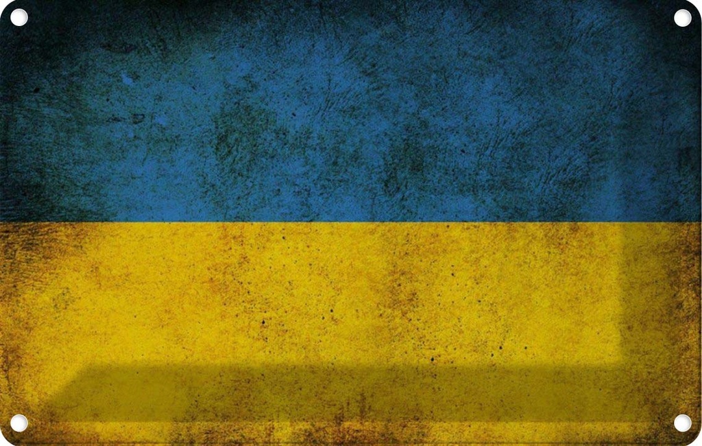 [LA-113533-1812] Blechschild 12x18 cm Ukraine Fahne Flagge Wappen