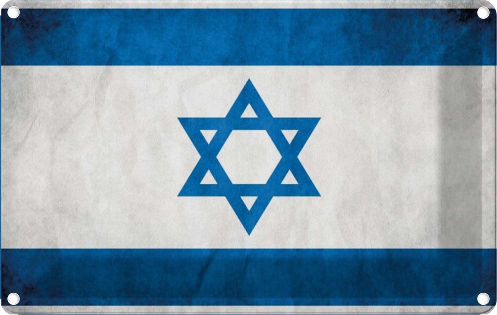 [LA-113544-1812] Blechschild 12x18 cm Israel Fahne Flagge Wappen