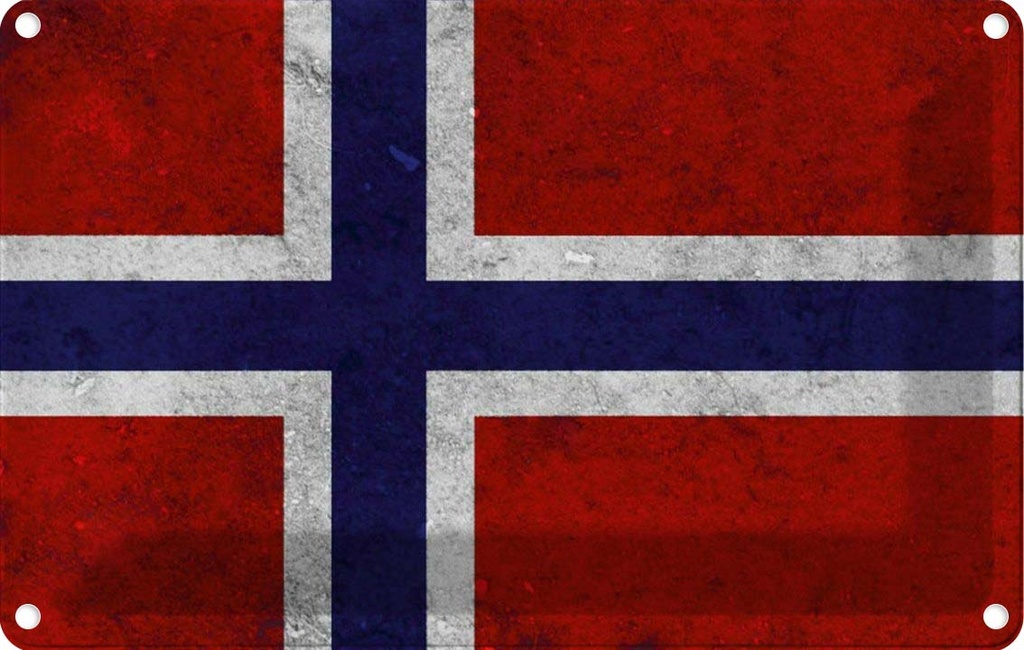 [LA-113546-1812] Blechschild 12x18 cm Norwegen Fahne Flagge Wappen