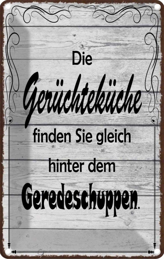 [LA-113558-1812] Blechschild 18x12 cm Gerüchteküche Geredeschuppen Dekoration Spruch Zitat