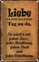 Blechschild 18x12 cm Liebe ist nicht vom ersten Tag Dekoration