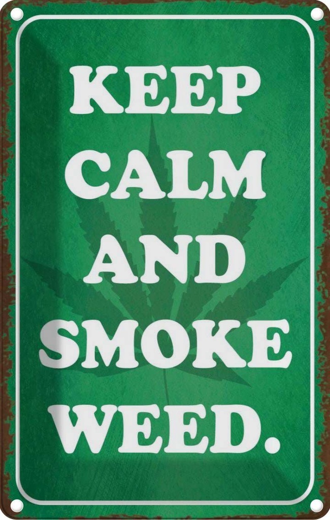 [LA-113571-1812] Blechschild 18x12 cm keep calm and smoke weed Yoga