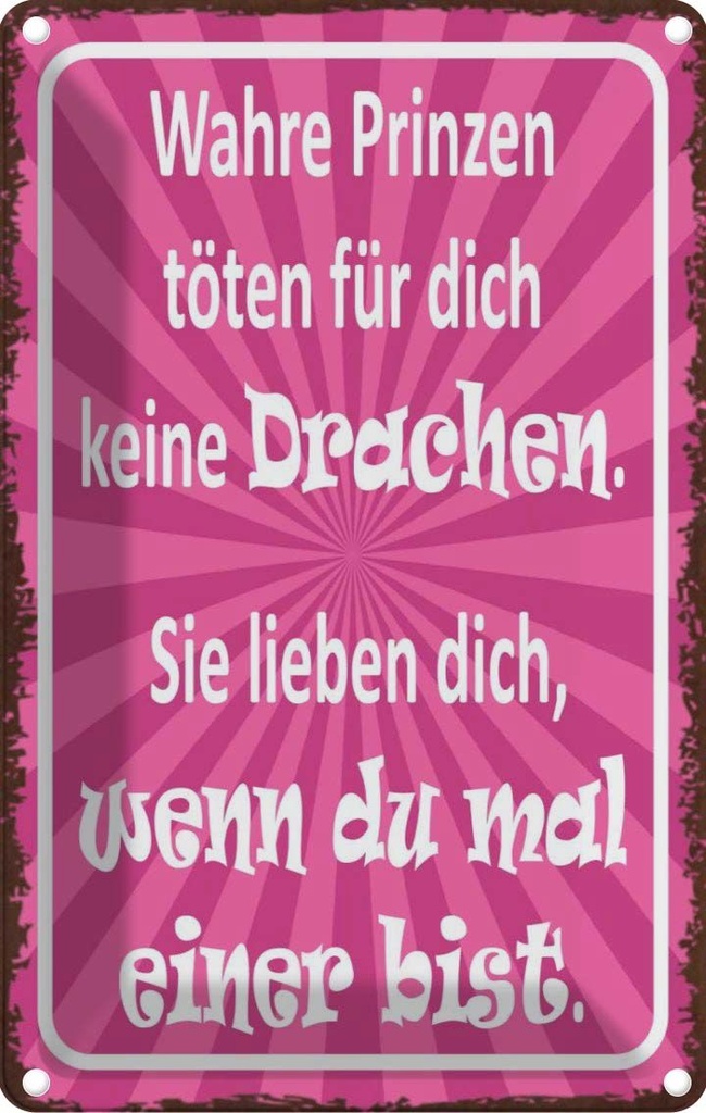 [LA-113580-1812] Blechschild 18x12 cm wahre Prinzen töten keine Dekoration Spruch Zitat