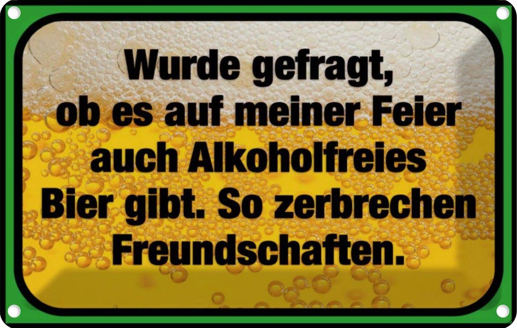 [LA-113636-1812] Blechschild 12x18 cm alkoholfreies Bier zerbricht Essen Trinken Bar Club Alkohol