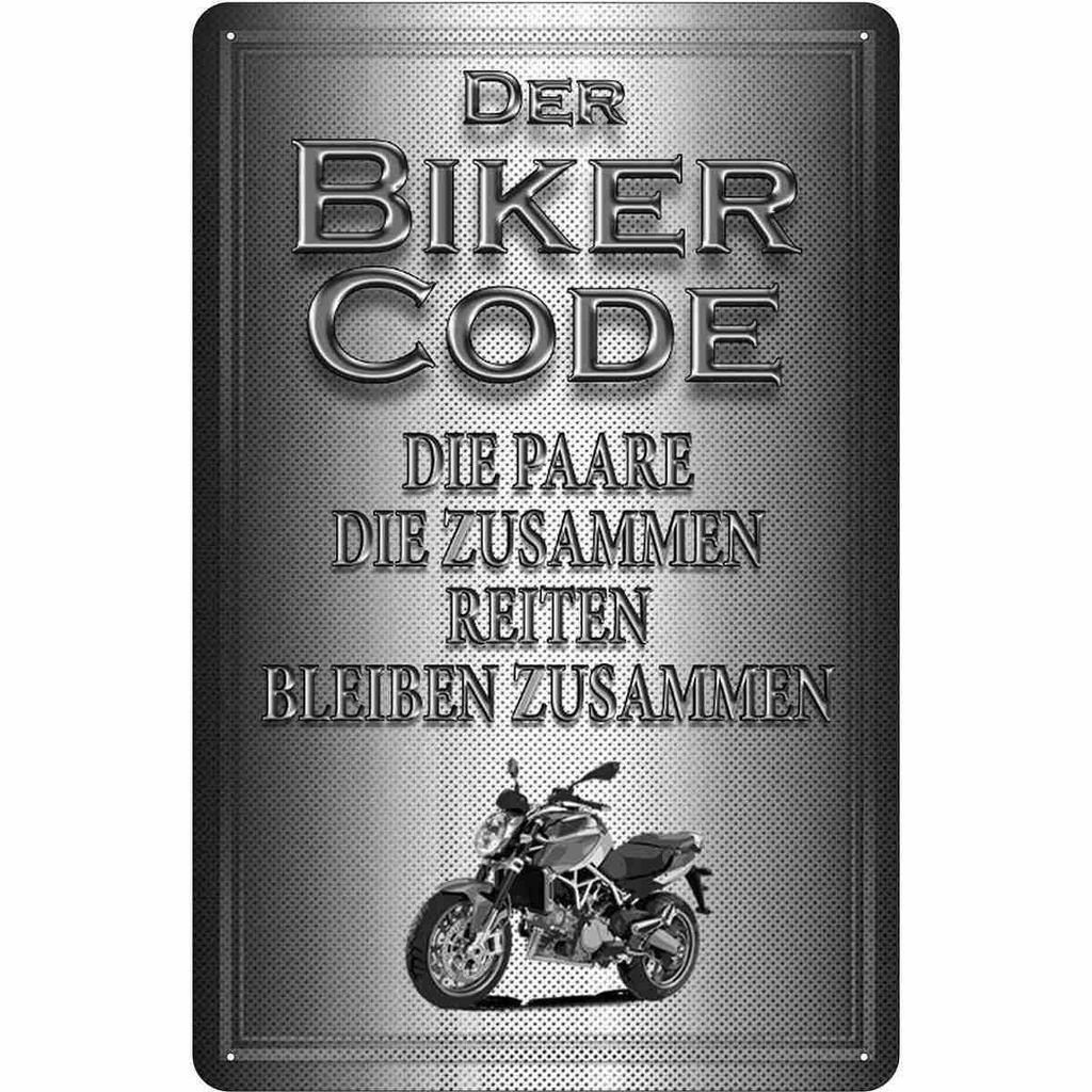 [LA-113652-1812] Blechschild 18x12 cm Motorrad Biker Code Paare zusammen Auto Garage Werkstatt