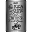 Blechschild 18x12 cm Motorrad Biker Code man lebt nur einmal Auto Garage Werkstatt