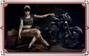 Blechschild 12x18 cm Motorrad Bike Girl Pinup Frau Tattoo Bildmotiv Pin Up
