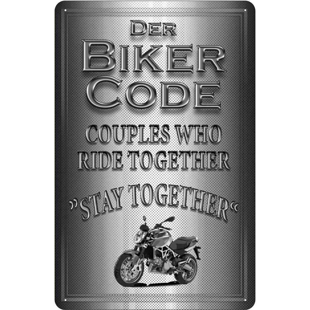 [LA-113694-1812] Blechschild 18x12 cm Motorrad Biker Code stay ride together Auto Garage Werkstatt