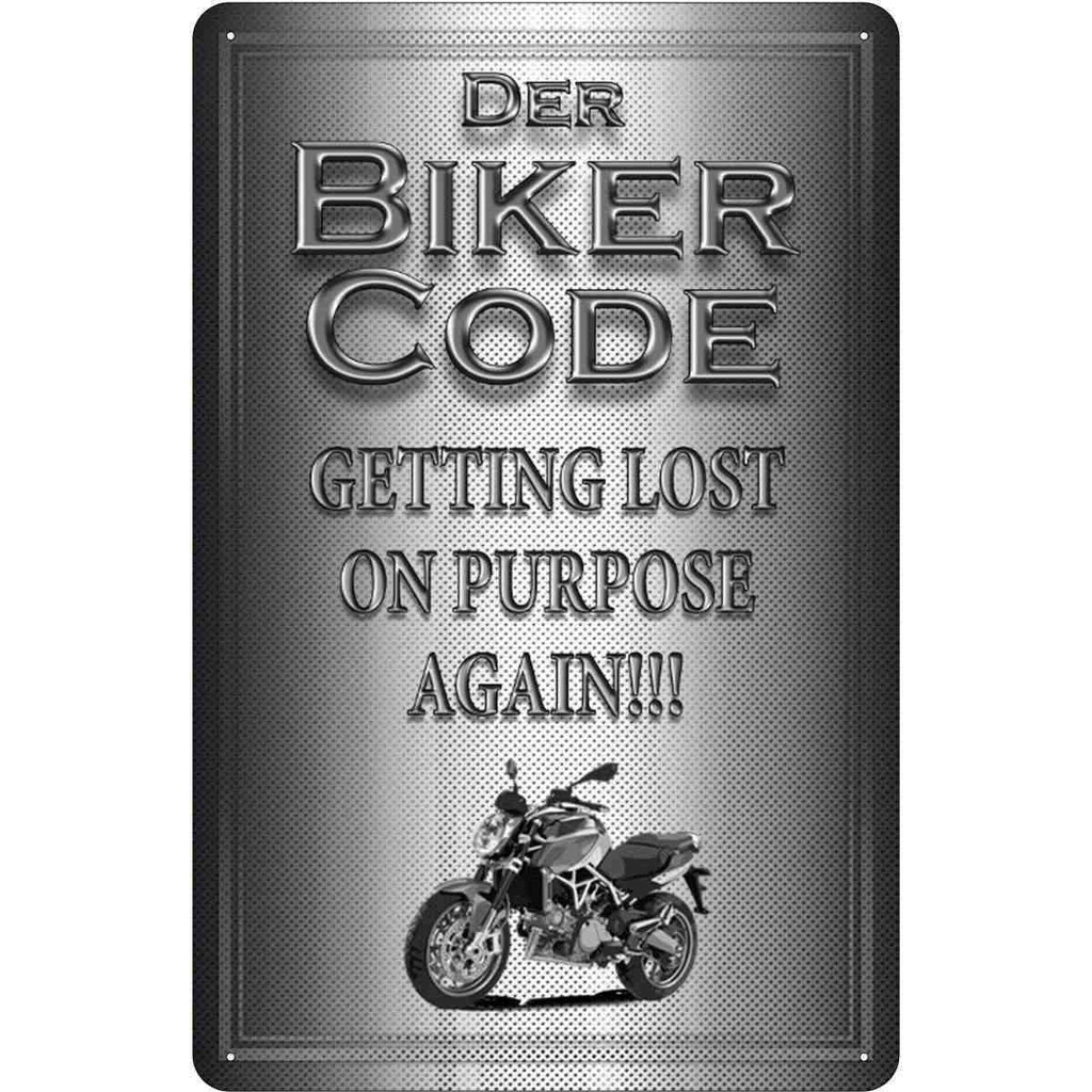 [LA-113695-1812] Blechschild 18x12 cm Motorrad Biker Code getting lost on Auto Garage Werkstatt