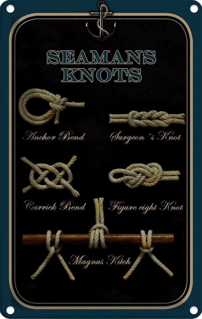 [LA-113704-1812] Blechschild 18x12 cm Beruf Arbeit Seamans Knots Seemansknoten