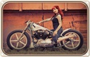 Blechschild 12x18 cm Motorrad Biker Bildmotiv Girl Frau Pin up Auto Garage Werkstatt