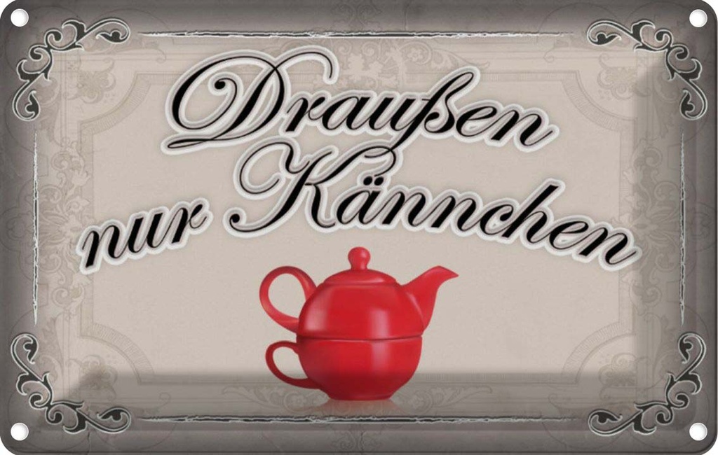 [LA-113726-1812] Blechschild 12x18 cm Kaffee draußen nur Kännchen Essen Trinken