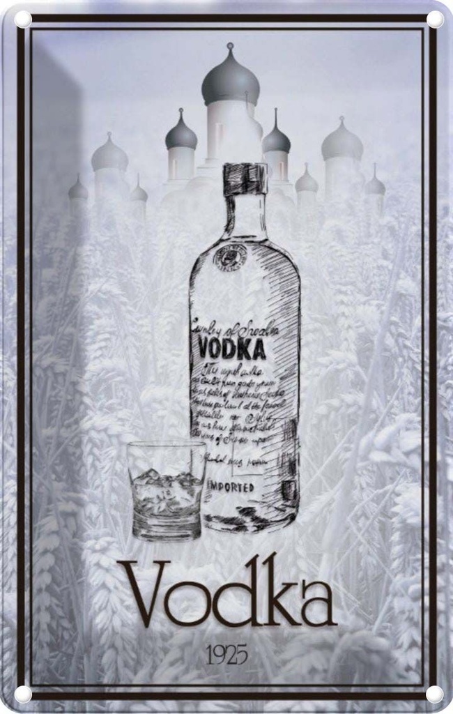 [LA-113739-1812] Blechschild 18x12 cm Alkohol 1925 Vodka imported Essen Trinken Bar Club