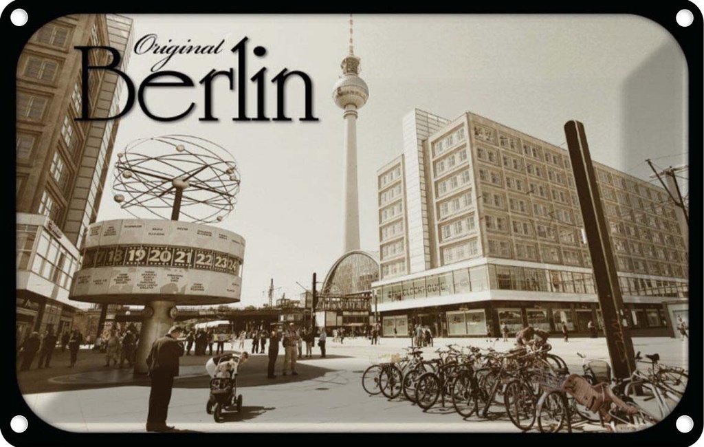 [LA-113741-1812] Blechschild 12x18 cm Berlin original Fernsehturm Foro Bildmotiv Reisemotiv Abenteuer Reisen