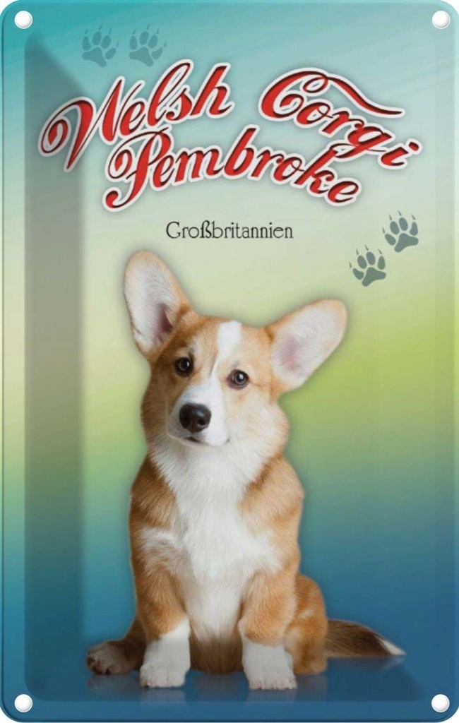 [LA-113773-1812] Blechschild 18x12 cm Hund Welsh Corgi Pembroke Tier Haustier