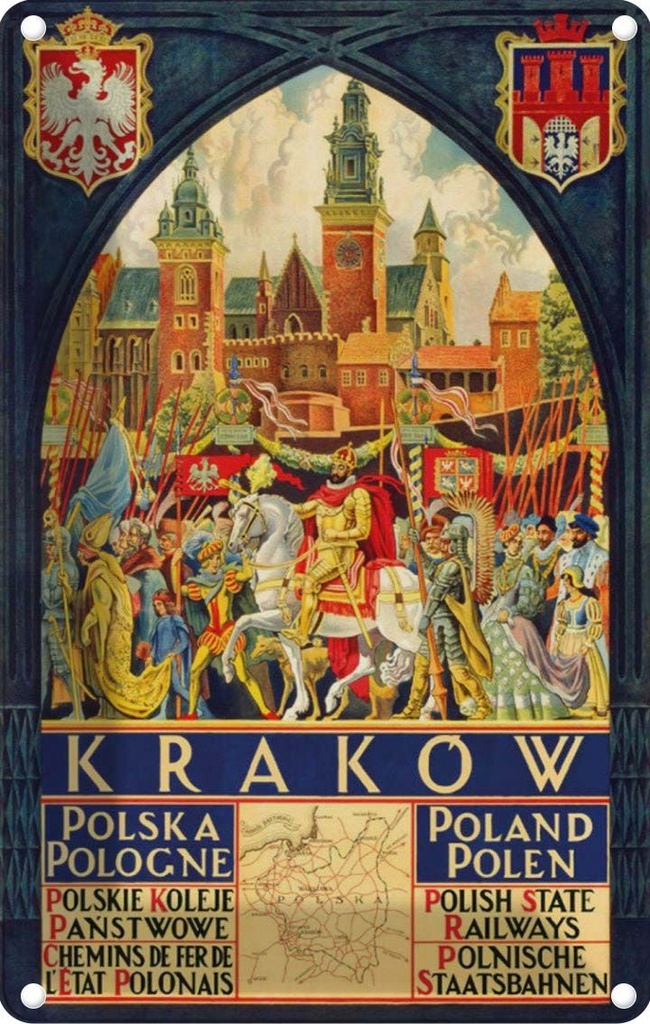 [LA-113797-1812] Blechschild 18x12 cm Polen Krakow Polska Pologne Abenteuer Reisen Straße Stadt Urlaub