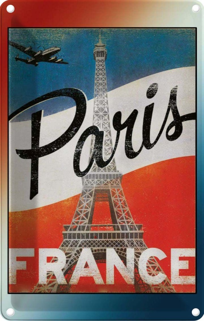 [LA-113798-1812] Blechschild 18x12 cm Paris Eiffelturm France Abenteuer Reisen Straße Stadt Urlaub