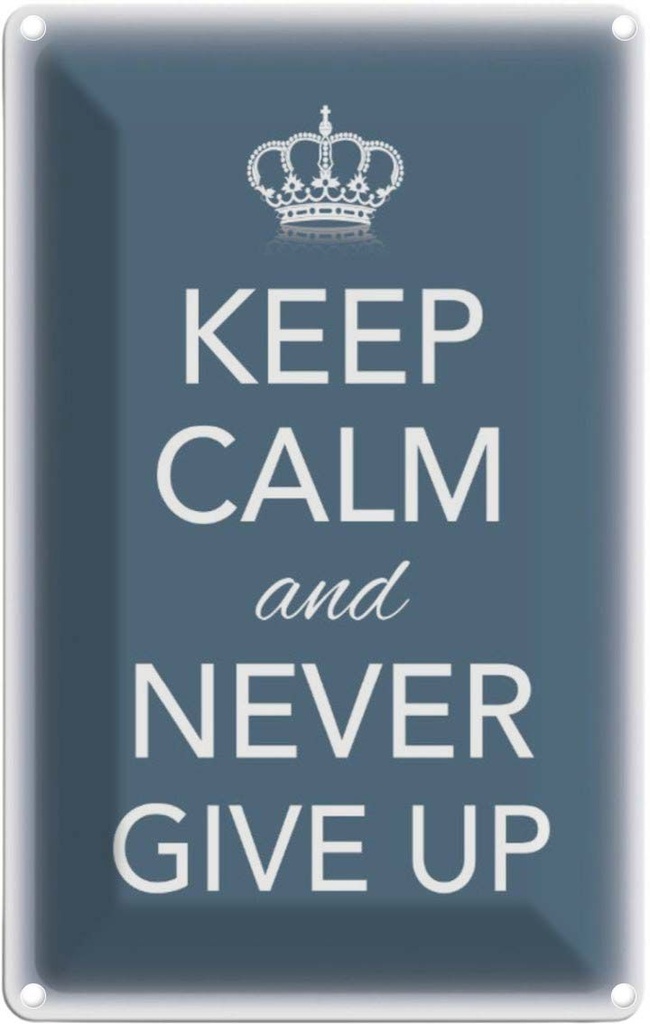 [LA-113820-1812] Blechschild 18x12 cm Keep Calm and never give up Yoga