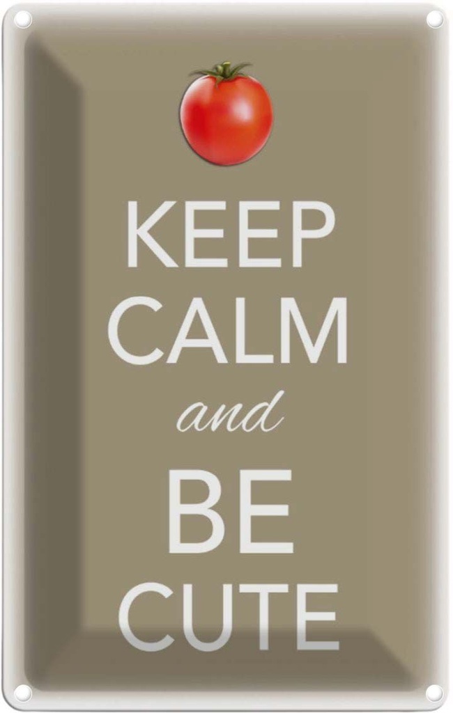 [LA-113821-1812] Blechschild 18x12 cm Keep Calm and be cute Tomate Yoga