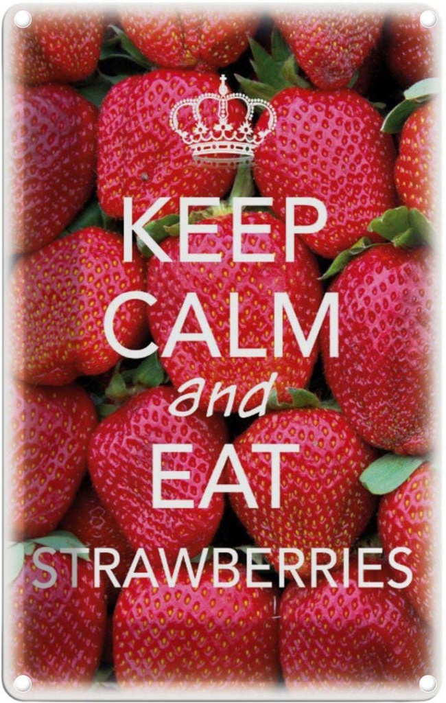 [LA-113822-1812] Blechschild 18x12 cm Keep Calm and eat strawberries Yoga