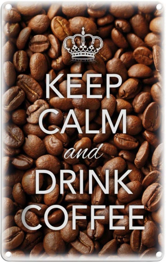 [LA-113825-1812] Blechschild 18x12 cm Keep Calm and drink Coffee Kaffee Yoga