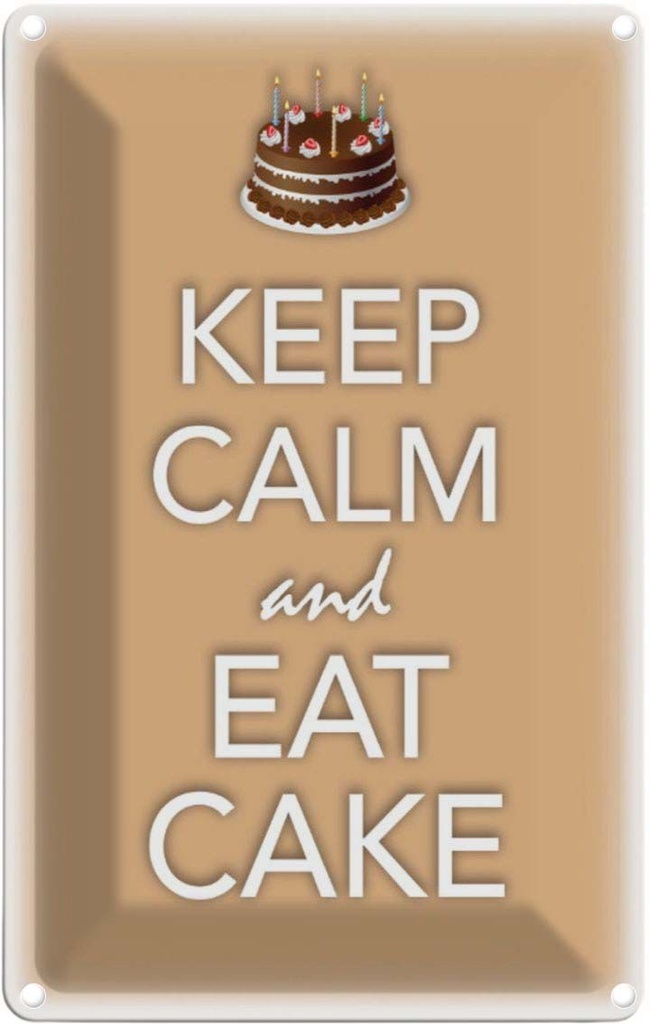 [LA-113832-1812] Blechschild 18x12 cm Keep Calm and eat cake Yoga