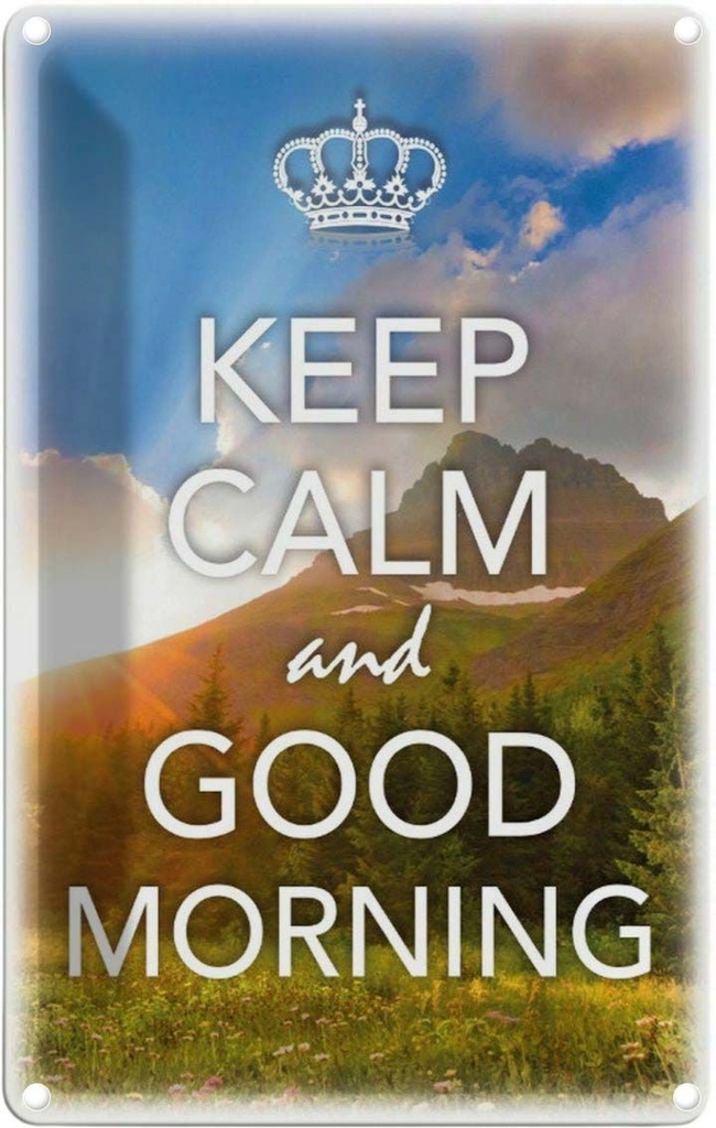 [LA-113836-1812] Blechschild 18x12 cm Keep Calm and good Morning Yoga