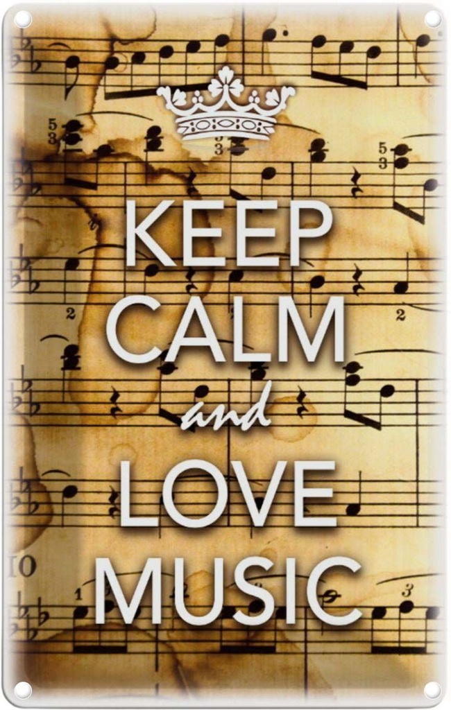 [LA-113837-1812] Blechschild 18x12 cm Keep Calm and love music Yoga
