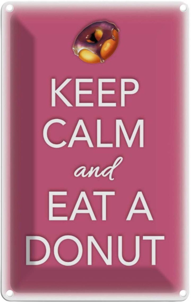 [LA-113844-1812] Blechschild 18x12 cm Keep Calm and eat a donut Yoga