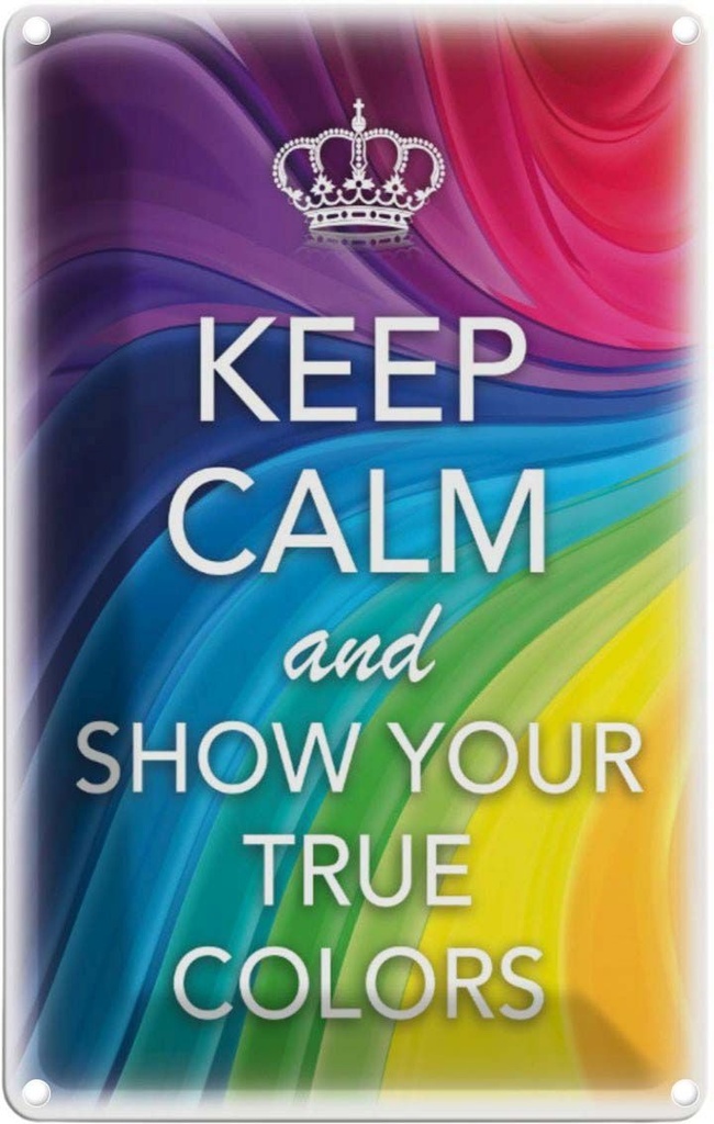 [LA-113846-1812] Blechschild 18x12 cm Keep Calm and show true colors Yoga
