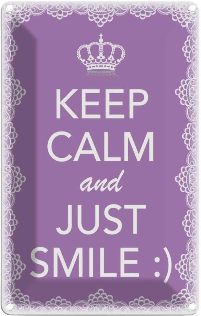 [LA-113847-1812] Blechschild 18x12 cm Keep Calm and just smile: Yoga